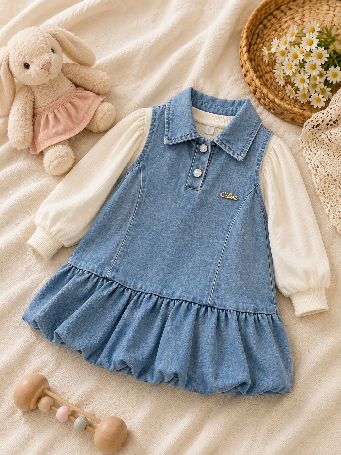 Denim Dream Girls’ Frock 💙