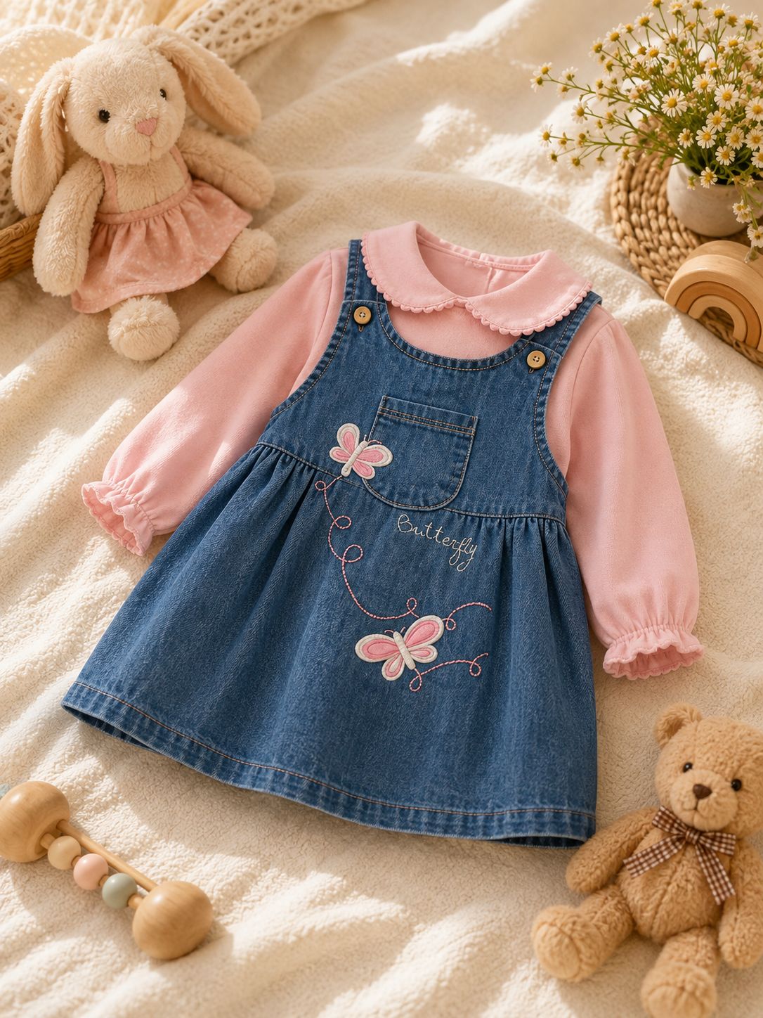 Denim Chic Girls’ Frock 👗